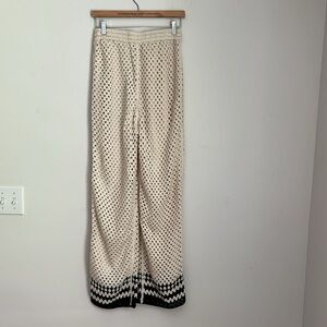 Ultra pink Crochet Knit Pants fully lined in Black and Cream Sz Xs bin F